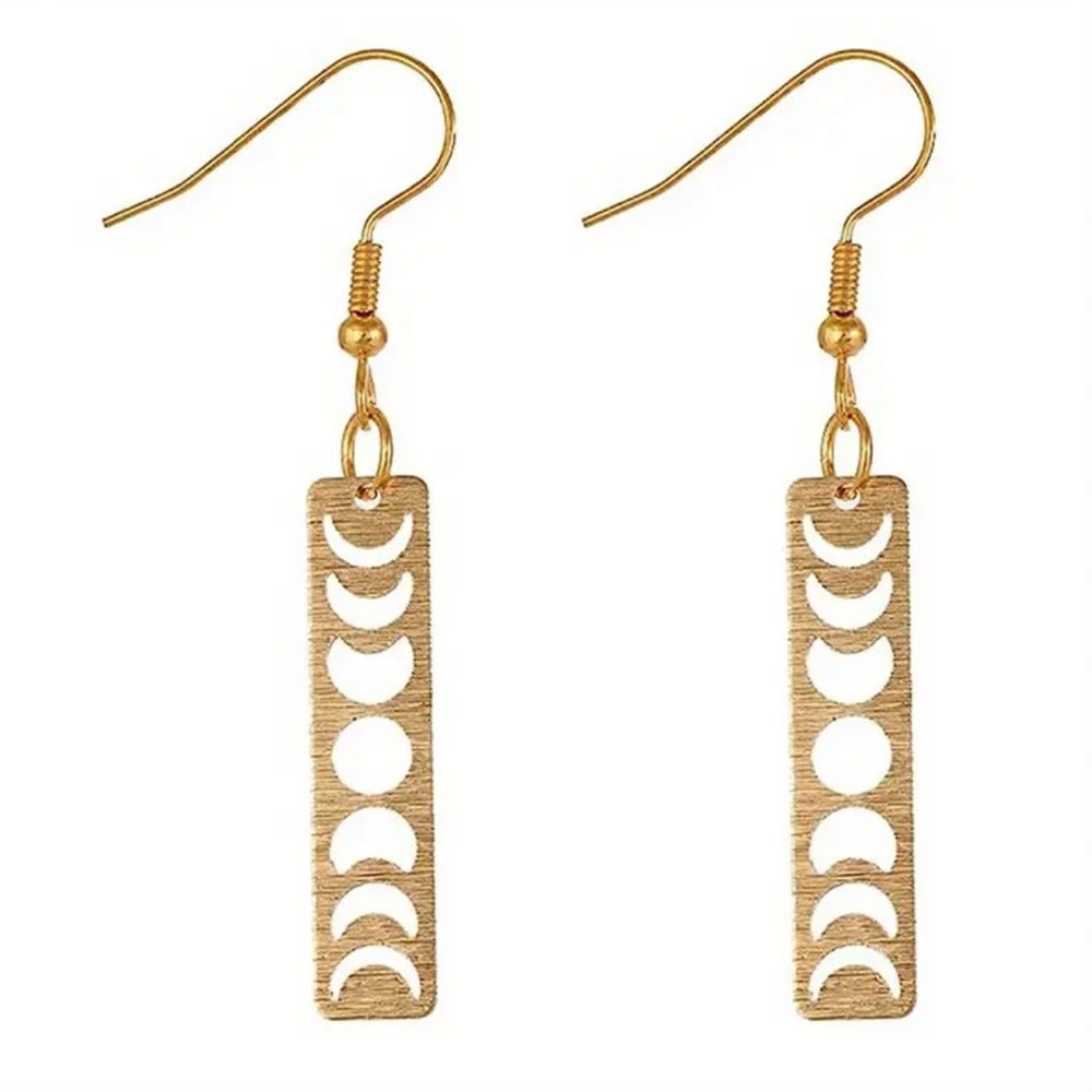 Gold Moon Phase Dangle Earrings